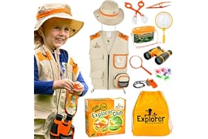 CHEERFUL CHILDREN TOYS Premium Kids Explorer Kit with Extra Sturdy Accessories for 3-7 Year Olds -Bug Hunting Kit Explorer Costume Explorer Hat Vest for boys girls Outdoor Backyard Safari Nature Zoo Keeper STEM Educational