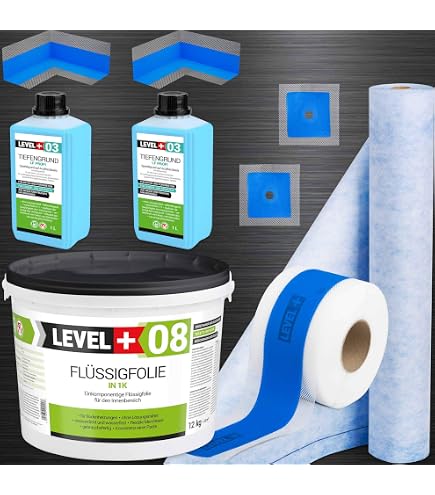 DichtSet 7kg Flüssigfolie Abdichtung Spachtelkelle Dichtband Dusche Bad SET09