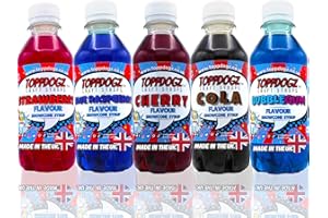 ToppDogz Ninja Slushi Syrup for Slush Puppy Machine, Snowcones|Glycerol Free|Top 5 pack|Blue Raspberry, Strawberry, Cherry, Cola, Blue Bubblegum 5 x 250ml slushy slushie