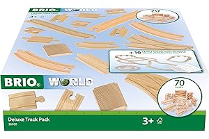 RAVENSBURGER BRIO World 36030 Schienensortiment Deluxe - 70-teiliges Set mit Schienen, Weichen und Brückenpfeilern für kreatives Eisenbahnspiel - Inklusive Flyer mit verschiedenen Streckenoptionen