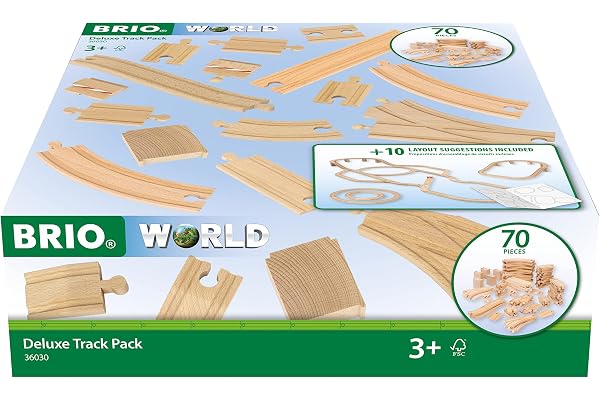 BRIO World - 36030 - Coffret Evolution Deluxe - 70 Rails - Accessoire pour Circuit de Train en Bois - Assortiment de Rails - Jouet pour Les Garcons et Les Filles dès 3 Ans