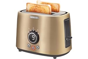 Sencor tostapane STS 605X - Tostapane 2 fette con 9 livelli di tostatura, espulsione automatica, cassetto raccogli briciole, funzione scongelamento, scaldabrioche, tostiera elettrica (Champagne)