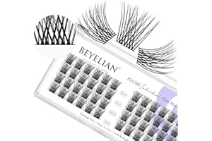 DIY Eyelash Extension,Cluster Individual False Eyelashes Extension Natural Look Reusable Glue Bonded Black Super Thin Band 48 Lash Clusters 12mm by BEYELIAN