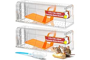 TAKRINK Trampas para Ratones 2 Pcs Trampa Ratas con Caja de Cebo Mejora de la Capacidad Respetuoso con Los Animales Captura de Alta Sensibilidad Reutilizable Interior Exterior