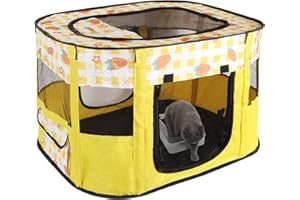 NiCoLa Pet Playpen, Foldable Cat Playpen, Puppy Cage for Indoor and Outdoor, 70 x 55 x 45 cm, Yellow