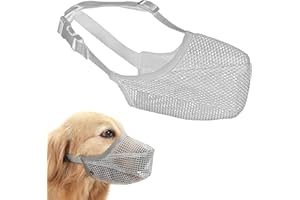 HTRTRR Museruola per cani, museruola per cani con rete, applicabile a piccole, medie dimensioni, previene mordere, masticare e abbaiare (grigio, XL)