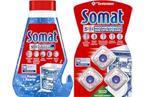 ‎SOMAT SOMAT 5in1 Reinigungs-Set für die Spülmaschine, bestehend aus Intensiv-Maschinenreiniger (250 ml) & Maschinenreiniger Tabs (3 Stück)