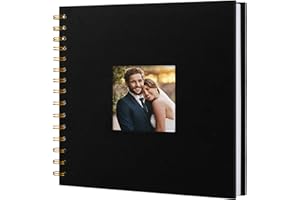 Hiwhy Album photo Scrapbook avec couverture en lin, 20,5 x 20,5 cm, couverture rigide, pages blanches en papier kraft, livre de souvenirs, pour voyage, mariage, livre d'or, Noël (20 feuilles/40 pages)