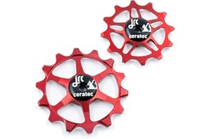 JRC Components Rueda de polea de desviador de cerámica | Par de ruedas de jinete 14 y 12T cojinete de cerámica híbrido - ruedas de polea de desviador trasero de bicicleta de carretera | ruedas de polea de cerámica híbridas