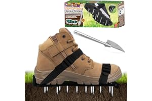 MY GARDEN OUTDOOR LIVING My Garden Lawn Aerator Shoes with Stainless Steel Shovel Unisize Grass Aerating Shoes With 13 Heavy Duty Spikes & Adjustable Straps Grass Aerator for Lawn Metal Spike to Aerate Soil (Black)