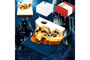 WDJLNZB 3D Paper Sculpture Calendar with Light & Dust Cover, 2024 Desk Calendar LED Desk Note Pad, Home School Office Desktop Decoration, Tearable Creative Memo, Gifts for Colleague Friends, Famliy, Christmas