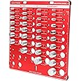 34 Bit Nut and Bolt Thread Checker, Thread Gauge 15 Metric and 19 Imperial Measuring Tool Board, Aluminum Bolt and Nut Identifier Gauge Wall Mounted Thread Checker for Bolts Nuts Screws