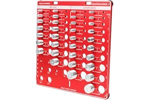 ZILCHX 34 Bit Nut and Bolt Thread Checker, Thread Gauge 15 Metric and 19 Imperial Measuring Tool Board, Aluminum Bolt and Nut Identifier Gauge Wall Mounted Thread Checker for Bolts Nuts Screws