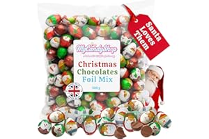 LYNTON Christmas Chocolates Foil Mix 500g - Chocolate Santas, Snowmen & Puddings - Solid Chirstmas Balls - Christmas Santa Chocolate - For Table Decoration & Stocking Fillers