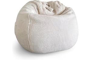 Aiire Puff Salon Borreguito Moderno - Puf Gigante con Relleno Incluido para Decoracion Habitacion Juvenil - Puffs Infantiles XXL - Bean Bag Chair Infantil XXL o Cojin de Suelo Grande Blanco