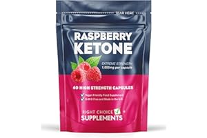 RIGHT CHOICE SUPPLEMENTS Raspberry Ketone - 60 Capsules - 1005mg per Capsule - Diet and Fat Burning Supplement for Men and Women - Strong Slimming Weight Loss Vegan Diet Pills