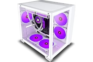 KEDIERS Case PC-Mini Mid-Tower in vetro temperato per PC da gioco, con 7 ventole ARGB (Bianco)