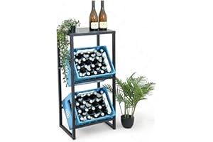 DanDiBo Getränkekistenregal 2 Kisten mit Ablage Schmal Metall Stehend 96541 Getränkekistenhalter 100 cm Getränkekistenständer Flaschenkistenregal