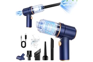 Kevsuvqin 2-in-1 Aspirateur Voiture Puissant sans Fil, 9KPA Aspirateur a Main avec Lumière LED, Souffleur Air Comprimé Nettoyage PC, Mini Aspirateur sans Fil a Main pour Voiture, Souffleur PC, Bureau