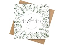 Congratulations wedding card botanical green leaves eucalyptus | square wedding greeting cards | Mr & Mrs Wedding cards congr