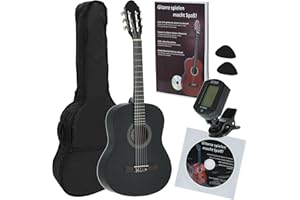 JUAN MIGUEL NAVARREZ Chitarra classica 3/4 Starter Set nero (borsa, accordatore, plettri, libro con CD)