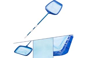 Arebos Poolkescher Feinmaschig mit Teleskopstange | Poolreinigung Bodenkescher | Tiefenkescher Länge von 1,20-1,90 m | Pool Kescher Große Aufnahmelippe | Flaches und engmaschiges Netz | Blau