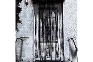 Augesak Halloween Cortina Puerta, Blutiges Tuch Dekorationen, Deko Tuch Gruselig, para Fiesta de Halloween de Miedo Decoración de Entrada de Casa Embrujada-Negro