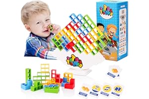 PORWKE Tetris Game Toys for Boys Age 4 5 6 7 8 9 Year Old Girl Gifts for 3-12 Year Olds Boys, Board Games Kids Toys Age 3 4 5 6 Building Toys Xmas Gifts Tetris Tower Balance Game Stacking Game 16 Pcs