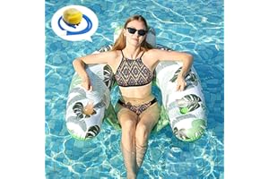 DAZZTIME Flotador Silla Hinchable Piscina Gigante,Silla Flotante Inflable,Silla de Piscina InflablecolchóN Inflable Piscina,con Asiento En U Respaldo Portavasos Agua Silla,para Juguetes de Piscina Y Mar