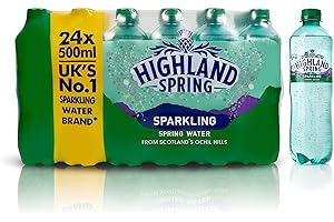 GENERIC HIighland Spring Sparkling Water - 24 x 500ml Bottles | Pure and Refreshing Hydration - Perfect for On-the-Go - Naturally Balanced pH | Perfect for Home, Office, and Gym | Crisp and Clean Taste