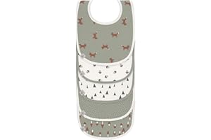 LÄSSIG Set di bavaglini per bambini (5 pezzi) con chiusura a strappo in cotone impermeabile/Value Pack Bib Little Forest Fox