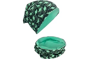 HECKBO enfants garçons filles bonnet écharpe tube set - différents motifs - avec ou sans non-tissé - 95% coton - matériau doux stretch & entretien facil - printemps été automne hiver