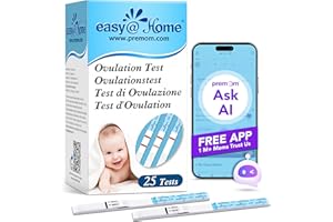 ‎EASY@HOME Easy@Home 25 Ovulationstest Kinderwunsch Fruchtbarkeitstest für Frauen Eisprung 25 mIU/ml, Zuverlässige Zyklus- und Fruchtbarkeit Überwachung mit Premom Ovulation APP, 25 LH Test