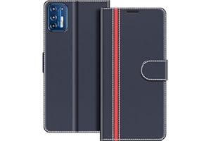 COODIO Motorola Moto G9 Plus Case, Motorola Moto G9 Plus Phone Case, Motorola Moto G9 Plus Wallet Case, Magnetic Flip Leather Case For Motorola Moto G9 Plus Phone Cover, Dark Blue/Red
