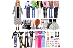 SEKEPINGO 32pcs Ropa y Accesorios para Muñecas, Vestidos de Fiesta, Minivestidos, Vestidos sin Tirantes, Abrigos de Invierno, Chaquetas, Pantalones Deportivas y Botas para Muñecas de 11.5 Pulgadas