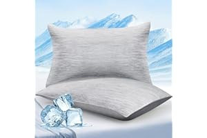 ‎ELEGEAR Elegear 2er Kühlender Kissenbezug 40x80cm, Japanische Q-Max>0,5 Arc-Chill 3.0 Kühlfasern mit 100% Baumwolle Kopfkissenbezug 40 x 80 cm Atmungsaktive Superweiche Kissenhülle Kissenbezüge Grau