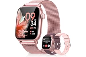 Reloj Inteligente Mujer, 1.83'' Smartwatch con Llamadas, 3 Correas, Función Femenina, Pulsometro, SpO2, Monitor de Sueño, 110