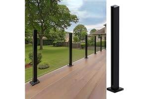 CVTER Palo per Balaustra in Vetro Nero - 85cm per Ringhiere in Vetro Topless per Terrazzo, Gradini, Balcone, Piscina, Giardino, Scale Sel Patio - In Acciaio Inossidabile