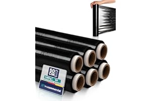 Inoverse Lot de 6 rouleaux de film étirable noir pour meubles et déménagements - 50 cm / 1,5 kg
