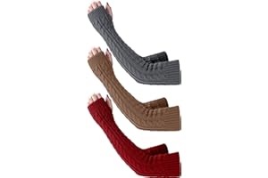 BEMEMO 3 Pairs Arm Warmers Long Fingerless Gloves Knit Wrist Warmers with Thumb Hole for Women Girls