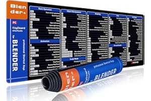 EXCOVIP Tapis de Souris Blender XL,Blender Mouse Pad,Tapis Clavier pour Le Bureau- Grand Tapis de Jeu XL avec Feuille de triche,Tapis de Souris de Jeu et Confortable, Bord Cousu, 80x30cm