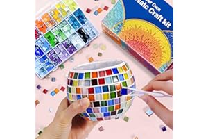 ONE TO FOUR Glasmosaik-Kerzenhalter-Kit,Kreative Mosaik Bastelset Kinder, Geschenk Mädchen 6-12 Jahre,Geburtstagsgeschenk für Mädchen Jungen,Bastelset Erwachsene Teelichthalter für Zuhause Dekoration