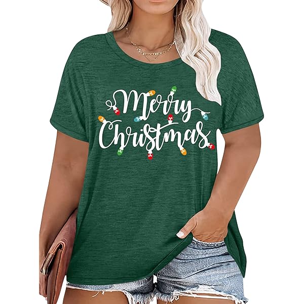 tiorhooe Kerstshirt voor dames, lange mouwen, grote maten, kerstsweatshirt, dames, oversized, Merry Christmas Vakantie bovenstuk, groen 1, XL