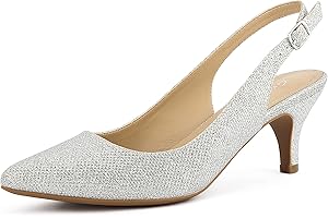 Greatonu Escarpins Femme Petit Talon Slingback Chaussure Femme Talon pour Ceremonie Mode et Chic