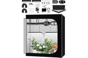 QEANY Komplettes Growzelt Set, 60x120x180cm Growbox, Growzelt-System mit 2x100W LED-Wachstumslicht, automatischem 4-Zoll-Lüfter, Kohlefilter und Lüfter, Indoor Grow Tent Set (60120180TZ)