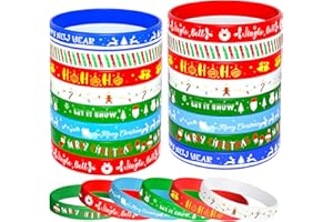 NEBURORA Lot de 24 bracelets de Noël en silicone 8 styles en caoutchouc Motif de Noël pour décoration de fête