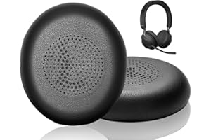 Link Dream Ersatz Ohrpolster für Jabra Evolve2 65 (65MS 65UC USB)/Evolve2 40 (40UC 40MS USB)/Elite 45h, Kopfhörern Ohrpolster Ersatzpolster mit weicherem Protein-Leder, Schwarz