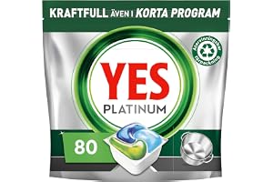 Yes Platinum All In One Maskindiskmedel, 80 Diskmaskinstabletter, För Tuffa Utmaningar, Rengör Till och med Flottiga Filter