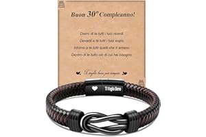 CheersLife 13°/18°/21°/30°/40°/50°/60°/70° Regalo Uomo Compleanno, Bracciale Uomo Pelle, Bracciale Uomo, Idee Regalo Uomo Compleanno, Ragazzo, Marito, Figlio, Fratello, Nonno