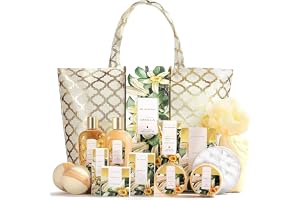 Spa Luxetique Spa Gift Basket, Vanilla Gift Baskets for Women, Luxury 15 Pcs Bath Gift Set, Relaxing at Home Bath Set with Ma